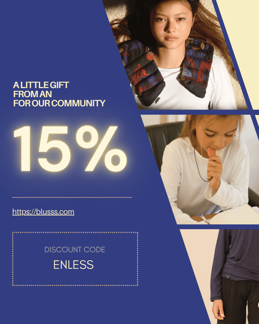 15% off Blusss with discount code ENLESS