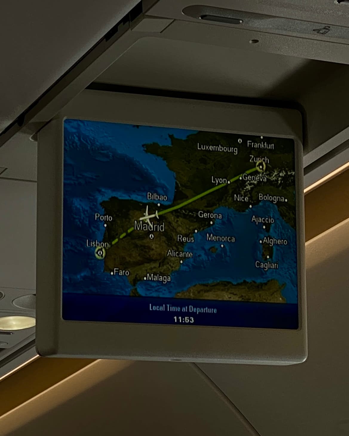 Plane itinerary to Lisbon
